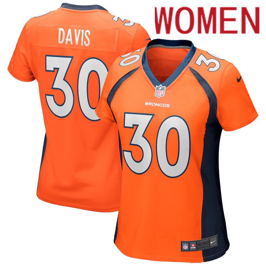 Women Denver Broncos 30 Terrell Davis Nike Orange Game Retired Player NFL Jersey